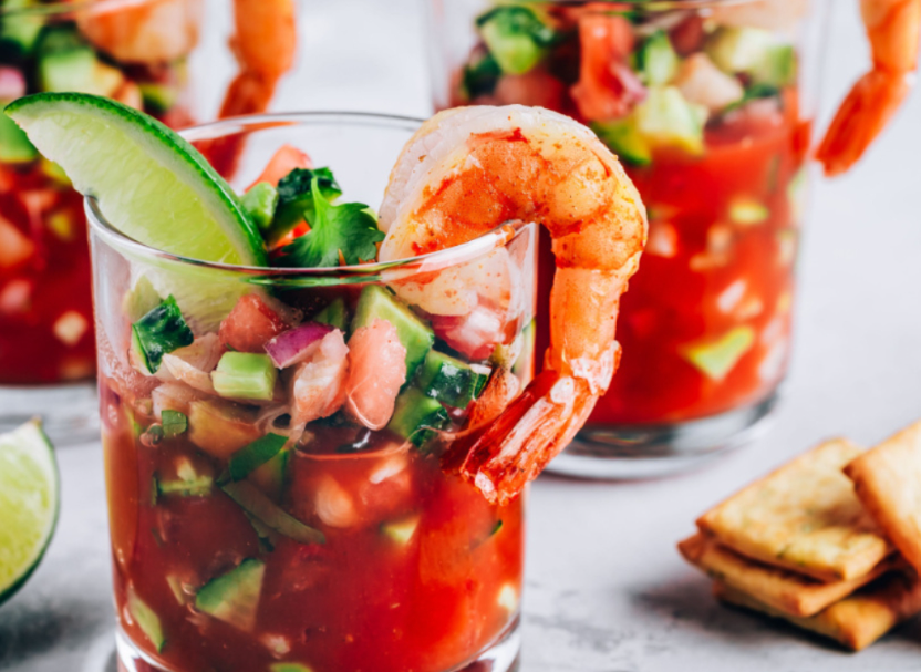 Recette de Verrines crevettes et fruits exotiques ⁣