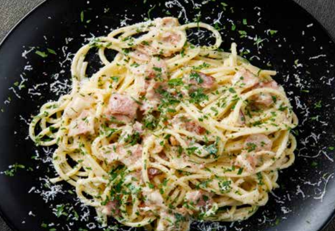 Recette de Spaghettis façon carbonara aux légumes